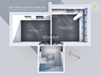 HALO reality - Prenájom, kancelársky priestor Bratislava Lamač, (59...